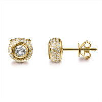 Ohrringe Paar Ohrstecker 1.390,00 0,50ct Solitaire € Diamanten Gelbgold Br, 585er